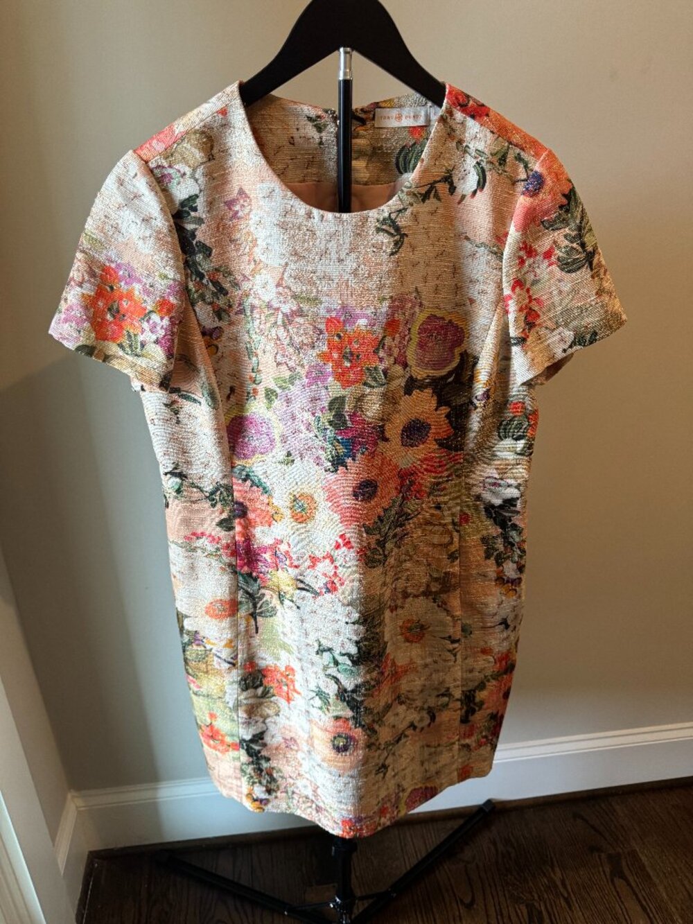 Tory Burch Peach Floral Mosaic Dress US Size 12